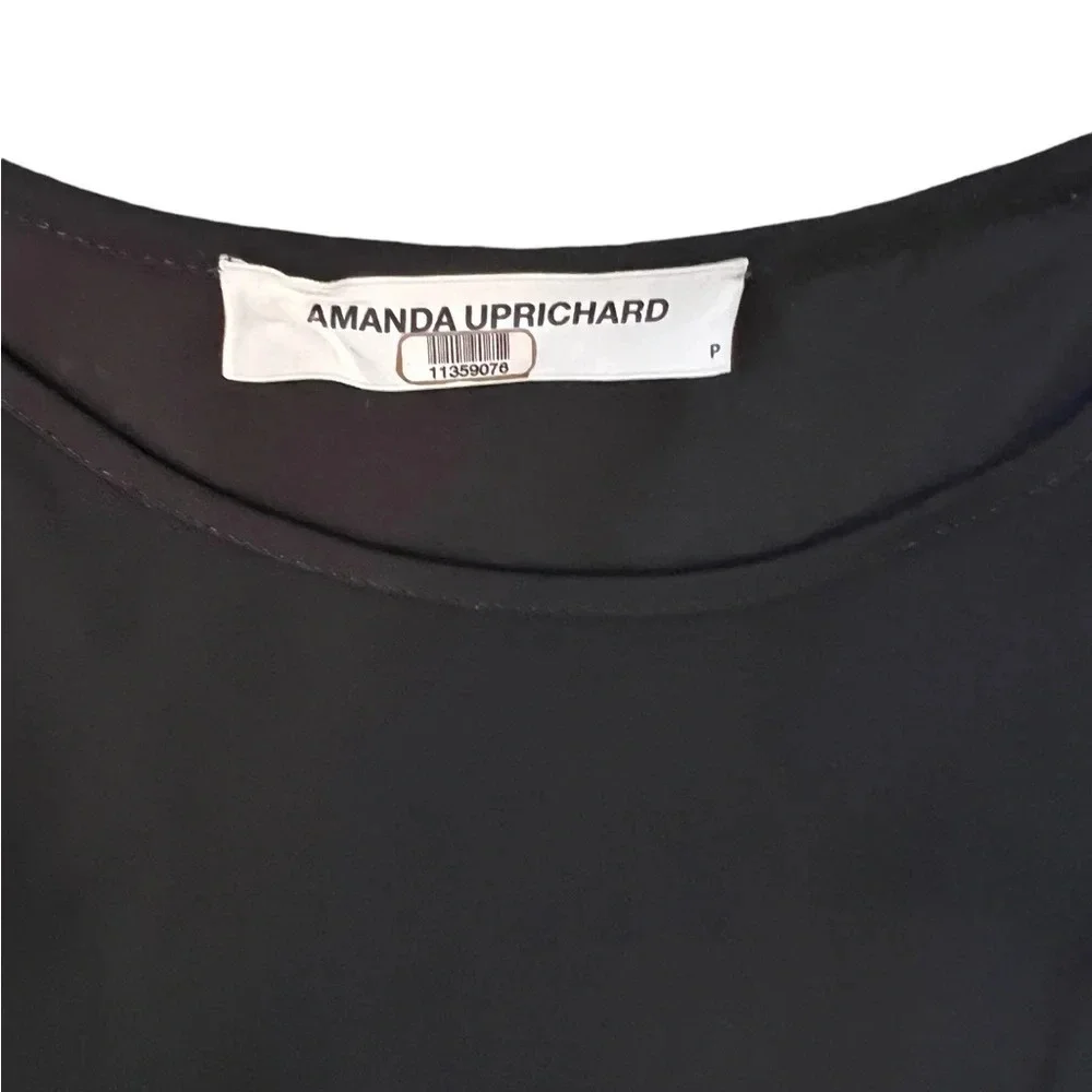 Amanda Uprichard dress size P (XS) black mini dress with tie waist short sleeves - Picture 3 of 5